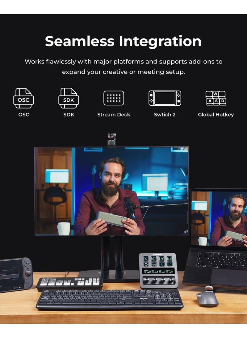 OBSBOT كاميرا ويب OBSBOT Tiny 3 مع صوت مكاني مدعوم بالذكاء الاصطناعي بدقة 4K، كاميرا PTZ بتتبع الذكاء الاصطناعي مع مستشعر 1/1.28"، ثلاث ميكروفونات، تحكم صوتي وإيمائي، 120FPS، HDR، كاميرا ويب للكمبيوتر، اللابتوب، البث، الاجتماعات، سويتش 2، وغيرها. - Image 3